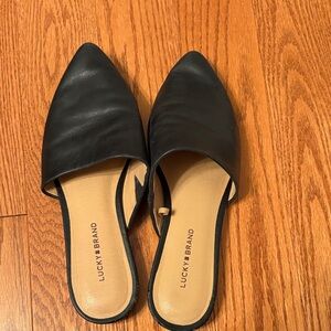 Lucky Brand Black Leather Mules